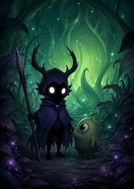 Dark Knight and Little Alien Companion