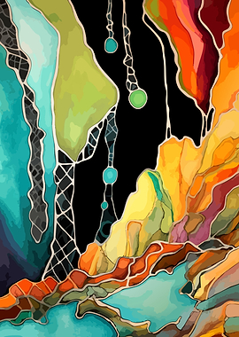 Abstract Stained Glass Style Artwork