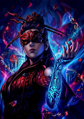 Mystical Masked Sorceress Digital Art