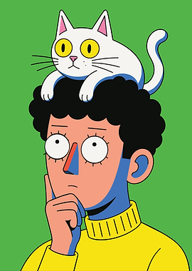 Person with a Cat on Head