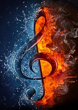 Treble Clef Fire and Water Fusion