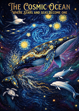 The Cosmic Ocean Starry Whale Art