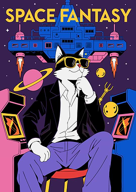 Space Fantasy Retro Arcade Cat