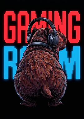 Gaming Capybara with Headphones