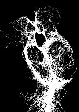Abstract Line Art Kissing Couple