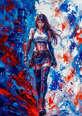 Tifa Lockhart Abstract Oil Painting
