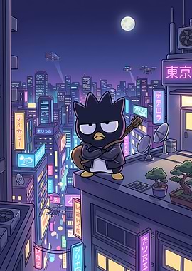 Badtz-Maru in a Cyberpunk Tokyo City