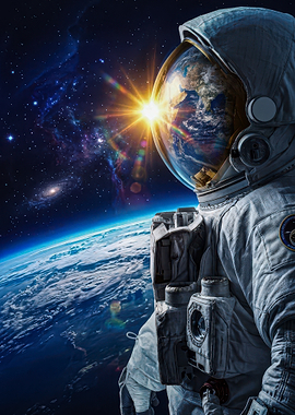 Astronaut Reflecting Earth in Helmet