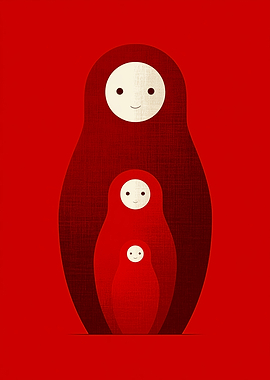 Minimalist Red Matryoshka Nesting Dolls