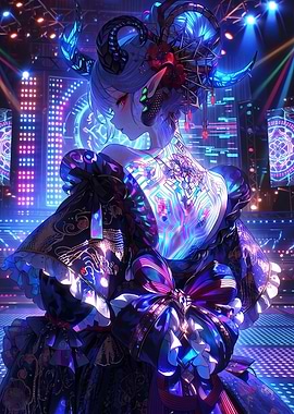 Cyberpunk Demon Girl at Concert