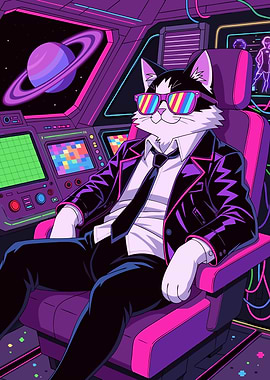 Cool Cat Pilot in Space