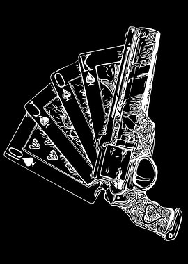 Royal Flush Handgun Illustration