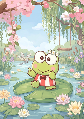Keroppi on a Lily Pad