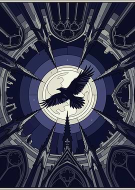 Gothic Raven Stained Glass Art
