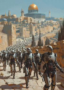 Robot Army Marching Through Jerusalem