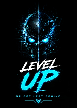 Level Up Gaming Skull Poster