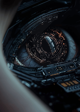 Cybernetic Human Eye Close-up