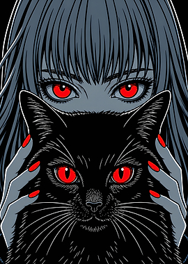 Girl Holding Black Cat