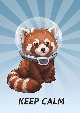 Cute Astronaut Red Panda Poster