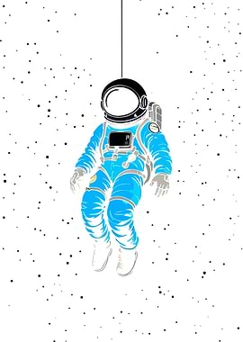 Floating Blue Astronaut in Space