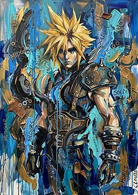 Cloud Strife Final Fantasy Abstract Portrait