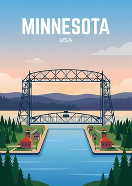 Minnesota Aerial Lift Bridge Travel Poster