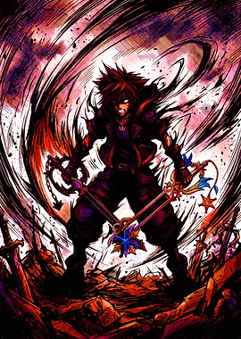 Sora Kingdom Hearts Dark Aura Illustration