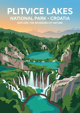 Plitvice Lakes National Park Travel Poster