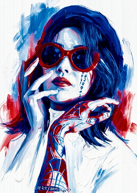 Stylized Portrait with Red Sunglasses