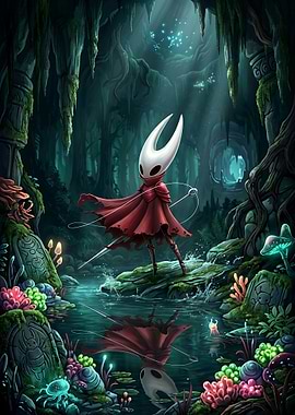 Hornet from Hollow Knight in Greenpath