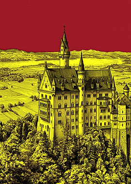 Neuschwanstein Castle Pop Art Illustration