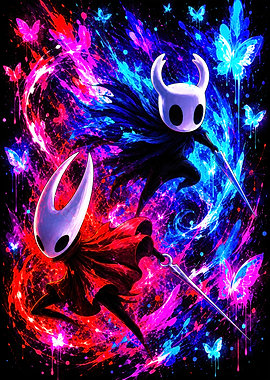 Hollow Knight and Hornet Neon Art