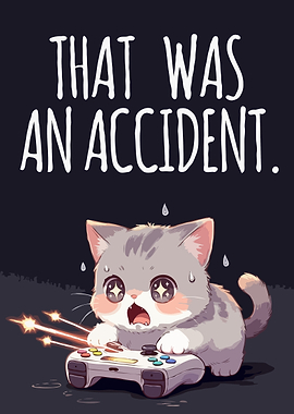 Cute Cat Gaming Accident Illustration
