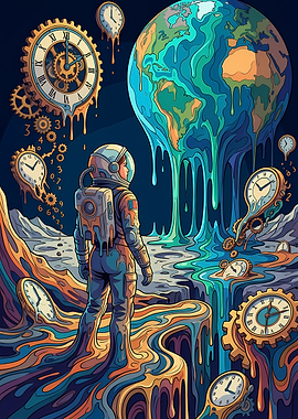Surreal Astronaut and Melting Time