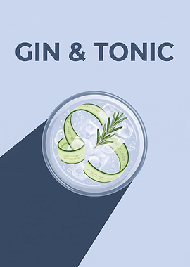 Minimalist Gin and Tonic Illustration