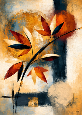 Japanese Organic Modernism No. 01 – Momiji Branch Abstract Wall Art