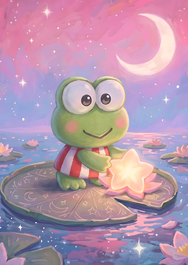 Keroppi with Glowing Star on Lilypad