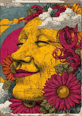 Surreal Floral Face Illustration