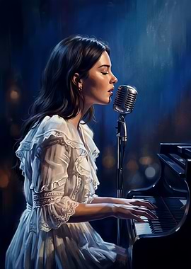 Woman Singing and Playing Piano