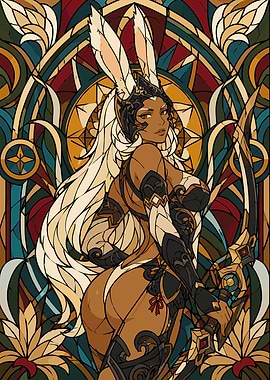 Fran from Final Fantasy Stained Glass