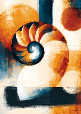 Japanese Organic Modernism No. 02 – Uzumaki Shell Abstract Wall Art