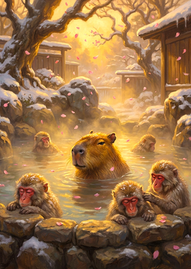 Capybara and Snow Monkeys in Onsen