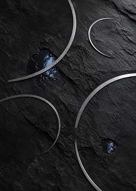 Silver Rain Rings on Black Obsidian