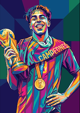 Colorful Pop Art Soccer Champion Portrait
