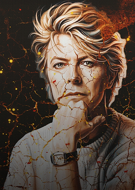David Bowie Cracked Portrait Art