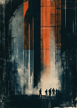 Rocket Launchpad Silhouette Poster