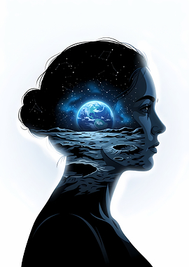 Double Exposure Woman and Space