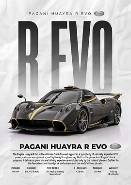 sleek Pagani Huayra R Evo Hypercar Poster