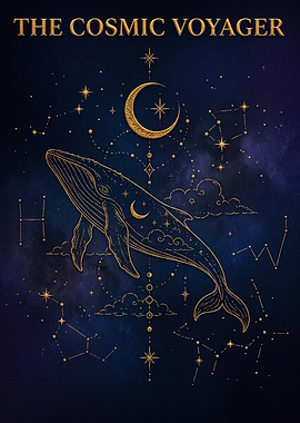 The Cosmic Voyager Whale Poster