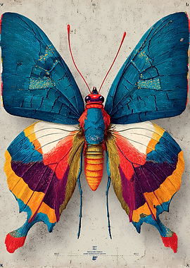 Vintage Style Colorful Butterfly Illustration